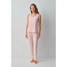 Suwen Pink Melange Daily Tank Top And Pants Pajama Set