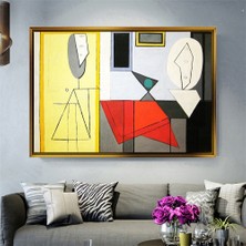 Tablore Kubist Tarz Soyut Geometrik Figürlü Çerçeveli Kanvas Tablo Modern Salon Dekoru
