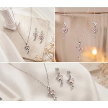 Tikon Jewelry Kadın Kolye Set Henna 925 Ayar Gümüş Zincir Kadın Kolye Küpe Set Sevdiklerinize En Parlak ve En Güzel Hediye