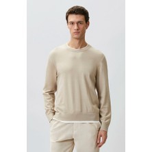 Network Beige Melange Contrast Collar Detail Sweater