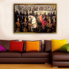 Tablore Sultan Alparslan ve Türk Ordusu Tablosu Çerçeveli Kanvas Tablo Modern Salon Dekoru
