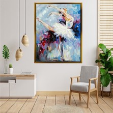 Tablore Yağlı Boya Doku Dans Eden Balerin Çerçeveli Kanvas Tablo Modern Salon Dekoru