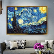 Tablore Van Gogh Yıldızlı Gece Starry Night Çerçeveli Kanvas Tablo Modern Salon Dekoru