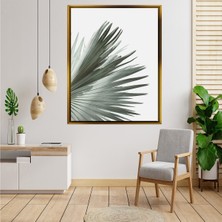 Tablore Minimalist Tropikal Palmiye Yaprağı Çerçeveli Kanvas Tablo Modern Salon Dekoru
