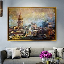 Tablore Galata Kulesi ve Istanbul Manzarası Yağlı Boya Görünümlü Kanvas Tablo Duvar Dekoru