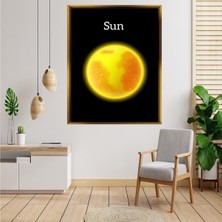 Tablore Güneş ve Uzay Temalı Kanvas Tablo Sun Minimalist Astronomi Duvar Tablosu