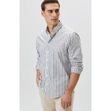 Network Ecru Blue Striped Linen Shirt
