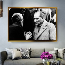 Tablore Vatandaşı Dinleyen Atatürk Tablosu Çerçeveli Kanvas Tablo Modern Salon Dekoru