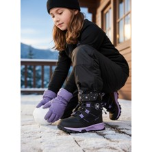 Kidessa 2280-N-DROPS Içi Kürklü Kaymaz Taban Cırt Bantlı Suya Dayanıklı Kız Çocuk Kar Botu - NKT02280-SIYAH-LILA-30