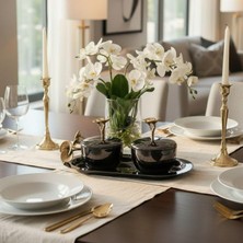 Cornella Rose Salt And Pepper Shakers With Plate Stand Silver - Gold Large, Width: 15 cm x Height: 27 cm
