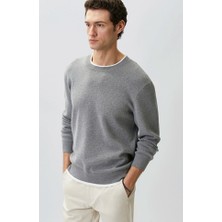 Network Grey Melange Contrast Collar Detail Sweater
