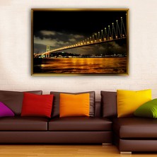 Tablore Gece Işıkları Istanbul Boğaz Köprüsü Çerçeveli Kanvas Tablo Modern Salon Dekoru