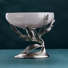 Cornella Ivy Antique Nickel Footed Smoked Ombre Glass Fruit Bowl Rim:27 cm x Height:25 cm