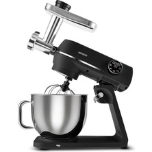Karaca Multichef Artisan Digital Display Full Die-Cast Dough Kneading Machine With Meat Grinder/sausage/kibbeh Attachments Black 7l