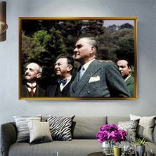 Tablore Mustafa Kemal Atatürk ve Heyeti Tarihi Portre Çerçeveli Kanvas Tablo Modern Salon Dekoru