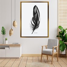 Tablore Siyah Kuş Tüyü Minimalist Kanvas Tablo Modern Iskandinav Siyah Beyaz Duvar Dekoru