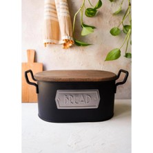 The Mia Bread Box With Wooden Lid Black MGL0027