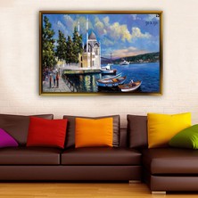 Tablore Istanbul Ortaköy Camii ve Boğaz Manzaralı Çerçeveli Kanvas Tablo Modern Salon Dekoru