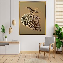 Tablore Gold Siyah Desenli Semazen Çerçeveli Kanvas Tablo Modern Salon Dekoru