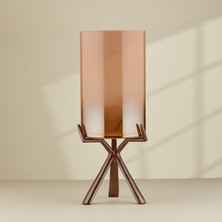 Cornella Ginger Satin Bronze Footed Glass Candlestick Large Opening: 15CM x Height: 40 cm