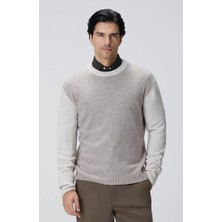 Network Limited Beige Melange Wool Cashmere Blend Knit Sweater
