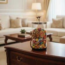 Cornella Rose Decorative Glass Jar Silver - Gold Large, Mouth: 12 cm x Height: 22 cm x Overall: 26 cm