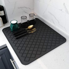 Die Grup Bulaşık Kurutma Matı Kaymaz ve Kolay Temizlenebilir Silikon Mat Dayanıklı Bulaşıklar ve Tezgah Üstü Için Buzdolabı Çekmece Astarı Gri 40X30CM