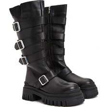 Divarese Black Dıvarese Black Black Buckled Women's Tall Boots