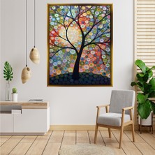 Tablore Soyut Renkli Spiral Hayat Ağacı Çerçeveli Kanvas Tablo Modern Salon Dekoru