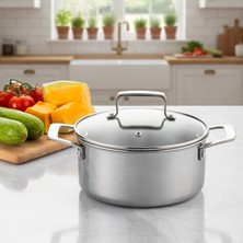 Emsan Pro Tri Ply Deep Pot Steel 24 cm