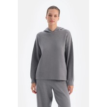 Dagi Grey Melange Hooded Soft-Touch Sweatshirt