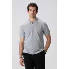 Network Grey Melange Polo Collar T-Shirt
