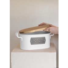 The Mia Bread Box With Wooden Lid White MGL0024