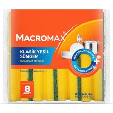 Die Grup Macro Max Tırnak Koruyuculu Bulaşık Süngeri 8'li Paket – Ergonomik Yeşil Klasik Sünger