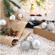 Die Grup Yenigeldi 12'li Gümüş 5 cm Yılbaşı Topu, Noel Topu, Çam Ağacı Topu,süs Topu