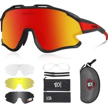Die Grup Queshark Polarize Anti-Uv Outdoor 4 Lens Ultra Hafif Spor Motorsiklet Bisiklet Güneş Gözlüğü Kırmızı