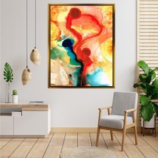Tablore Modern Soyut Akrilik Doku Desenli Tablo Canlı Renkli Çerçeveli Salon Duvar Dekoru