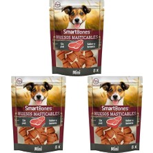 Die Grup Smartbones Beef Mini Küçük Boy Sığır Etli Kemik 8'li, 128 gr Köpek Ödülü (3 Paketi)