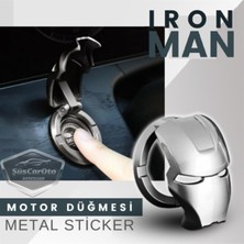 Die Grup Şüscaroto Aksesuar Start Stop Tuşu Kapağı Iron Man Metal Tuş Koruyucu Dekoratif Özel Çinko Alaşım Krom
