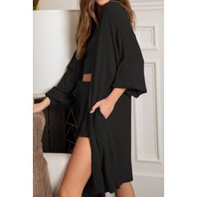 New Boudoir Siyah Üçlü Kadın Kaşkorse Takım