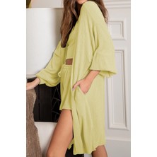 New Boudoir Limon Sarı Kaşkorse Üçlü Kadın Takım