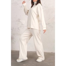 New Boudoir Ekru Tunik Pantolon Alt-Üst Kadın Ikili Takım