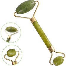 Emt Pazarlama® Özel Süngerli Kutusunda Kırılmaz Çift Taraflı 2li Cilt Yüz Masaj Aleti Jade Roller Yeşim Taş