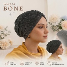 Daisy Tasarım Işıltılı Şık Bordo, Siyah ve Mavi Kadın Bone - Hazır Tesettür Bonesi