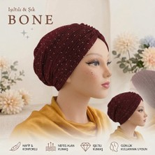 Daisy Tasarım Işıltılı Şık Bordo, Siyah ve Mavi Kadın Bone - Hazır Tesettür Bonesi