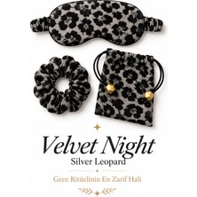 Magicpink Velvetnight Silver Leopard Uyku Göz Bandı Toka ve Kese Set