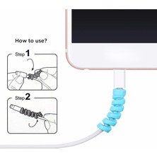 Emt Pazarlama® 4lü Apple, Android Şaj Kablosu Koruyucu Silikon Spiral Yay Aparat