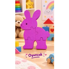 Elaa Aksesuar +3 Yaş Tavşan Puzzle- Mor 5 Parça Puzzle- 3D Pla