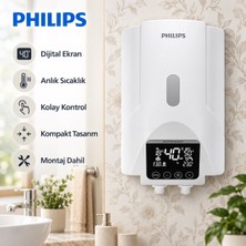 Philips 7350 W Dijital Ekranlı Elektrikli Banyo Şofbeni, Ayarlanabilir Sıcaklık, Montaj Dahil, Beyaz