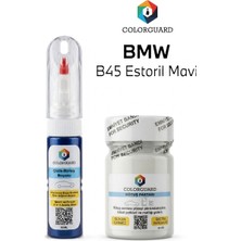 COLORGUARD BMW B45 Estoril Mavi İğneli & Fırçalı Şişe Rötuş Boyası ve Rötuş Pastası Seti